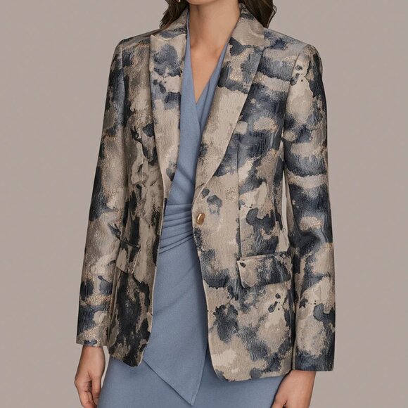 Donna Karan New York Womens Metallic Jacquard Blazer Limstone Multi SZ 6 New - Picture 5 of 5